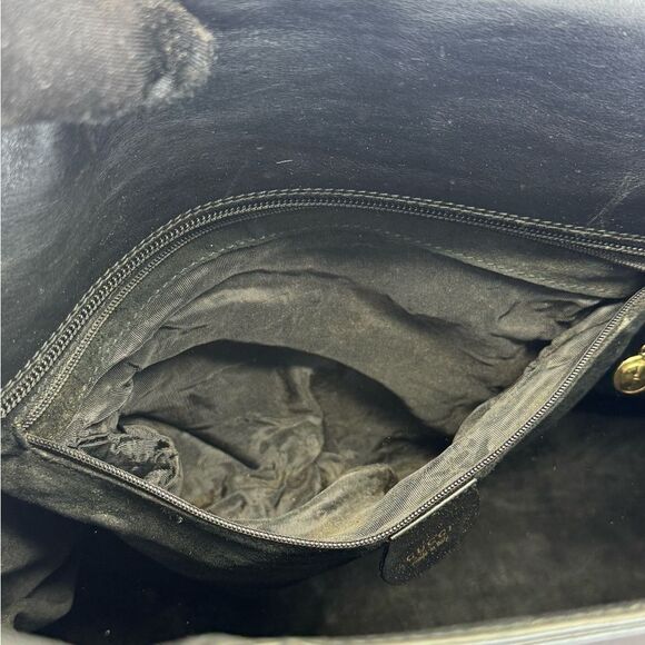 Gucci Bamboo Black Leather Top Handle Vintage Handbag - Picture 10 of 13